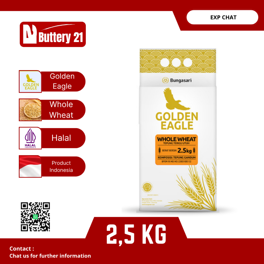 GOLDEN EAGLE WHOLE WHEAT FLOUR 2,5 KG/TEPUNG TERIGU UTUH/BUNGASARI WHOLE WHEAT FLOUR
