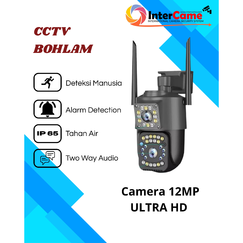 CCTV 4G Dual Lens Outdoor Tanpa WiFi Tetap Online Gratis SIM Pantau Rumah Audio 2 Arah Tahan Hujan