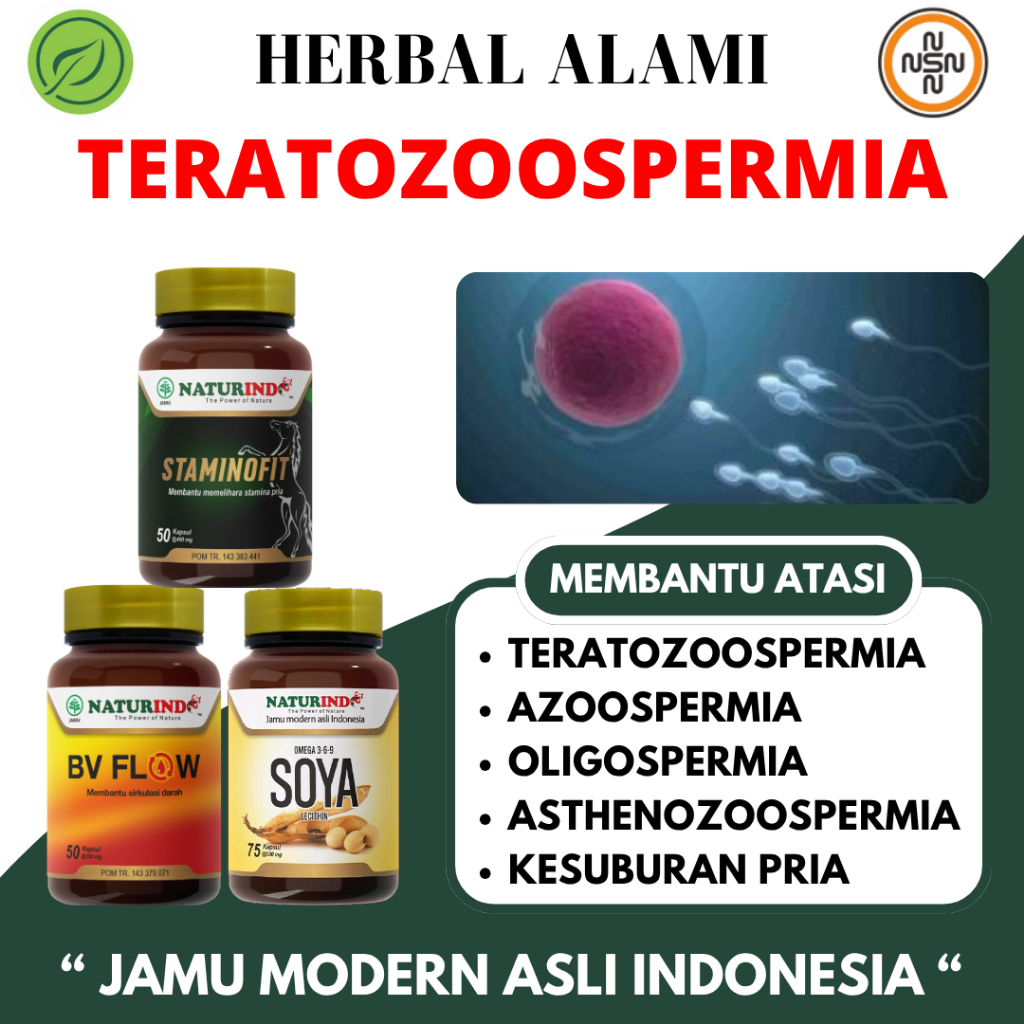 Obat Herbal Teratozoospermia Bentuk Sperma Abnormal Penyubur Pengental Sperma Pria NATURINDO