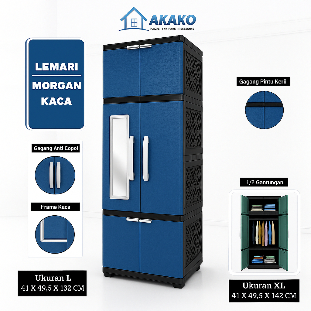 AKAKO - LEMARI PAKAIAN PLASTIK AKAKO MORGAN / KODE : AKAKO MORGAN UKURAN L dan LX