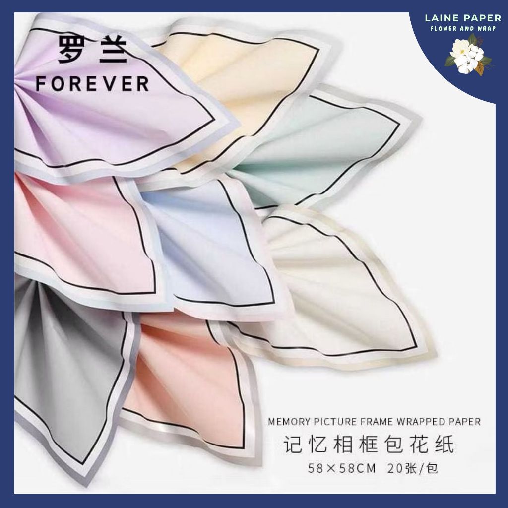 Laine Paper - Flower Wrapping Sketch/Flower Wrapping Paper Varian List Gold Frame Transparan Kertas 