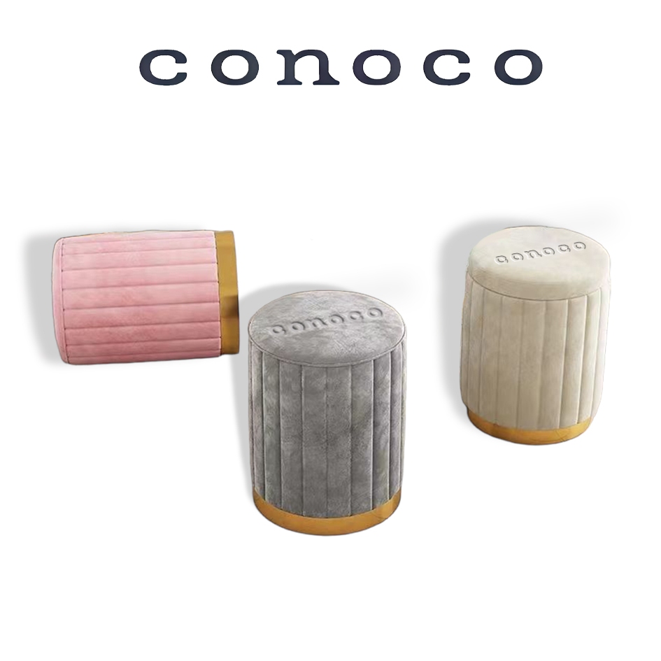 CONOCO Makeup Stool Bangku Ria Salat Makeup Kursi Estetik Kursi Bulat Merah Muda/Putih/Abu-abu