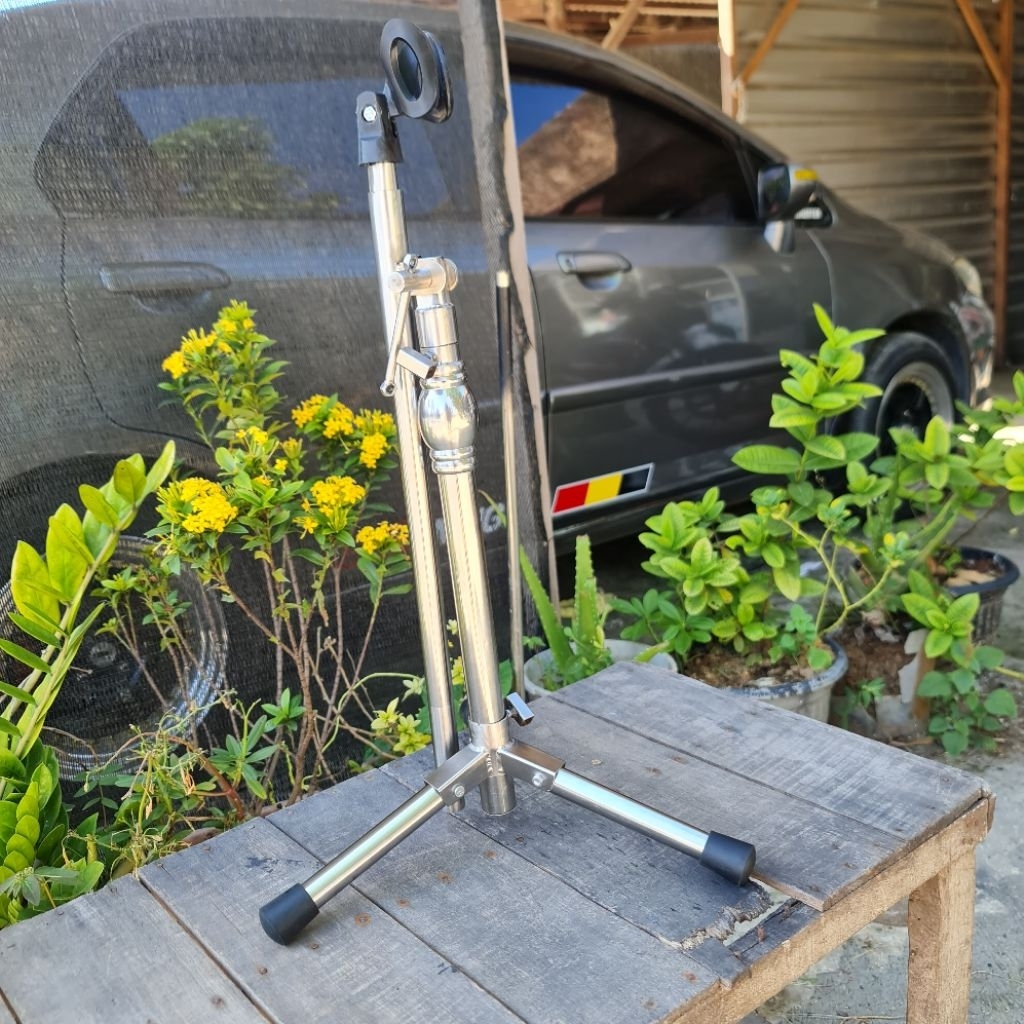 STAND MIC REBANA STAINLESS MOTIF TERBARU STAND MICROPON PENDEK