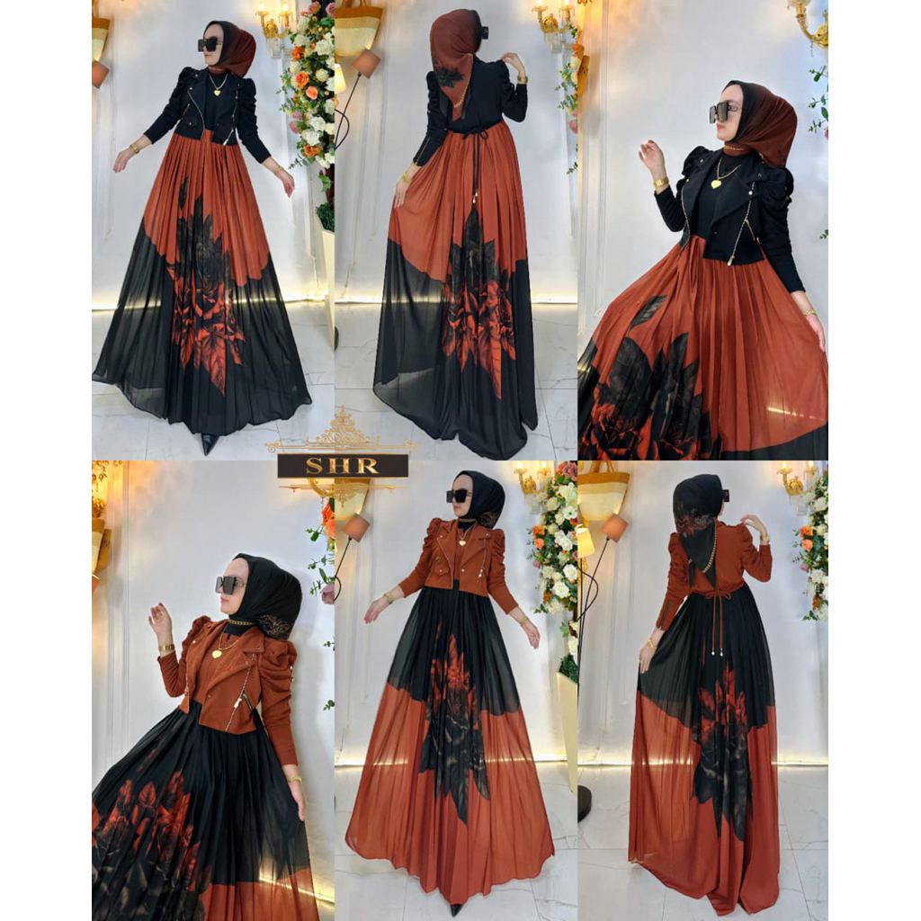 “ BY SHR ORI NEW” READY MAXI DRESS MANJALITA ASOY FLOWERS PRINTING RAJUT MIX CERUTY BY SHR ORI