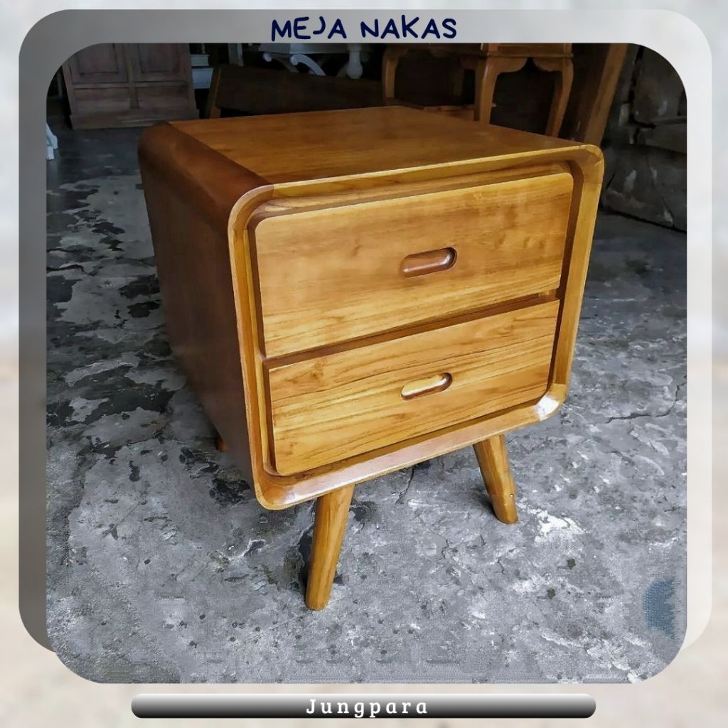 Meja nakas minimalis modern meja kecil kamar kayu jati