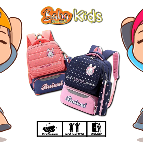 BABAKIDS Tas Anak Perempuan / Tas Ngaji Anak Perempuan / Tas Sekolah Anak Perempuan SD TK Kelinci