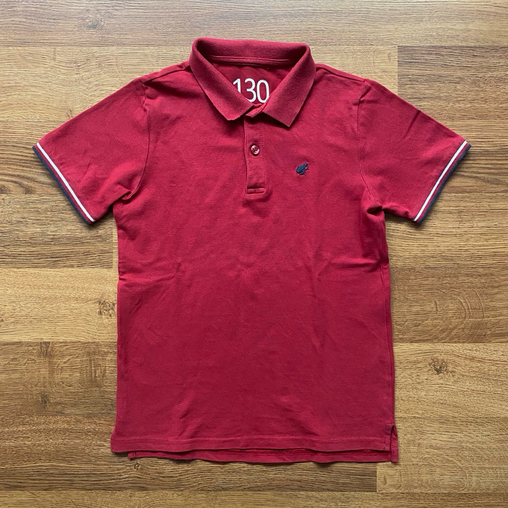 PRELOVED KAOS KERAH POLO ANAK COWOK GIORDANO JUNIOR ORIGINAL MERAH TUA SZ.8-9THN