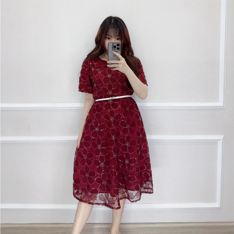 SV 6005 - Livien Dress | Silvervogue | Gaun Tile Lace Pakaian Kasual Wanita