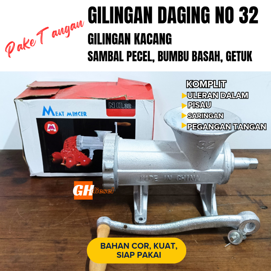 MESIN  MEAT MINCER GILINGAN DAGING NO 32 / BUMBU BASAH / GETUK / SAMBAL PECEL PAKAI TANGAN STAR