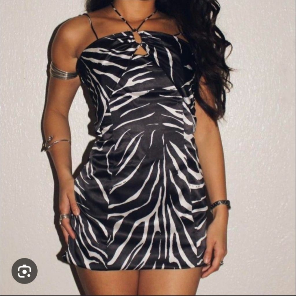ZARA ZEBRA PRINT SATIN DRESS