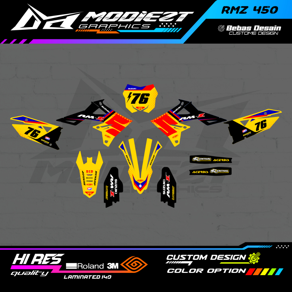 DECAL STIKER RMZ 450 FULL BODY SUPERGLOS TEBAL