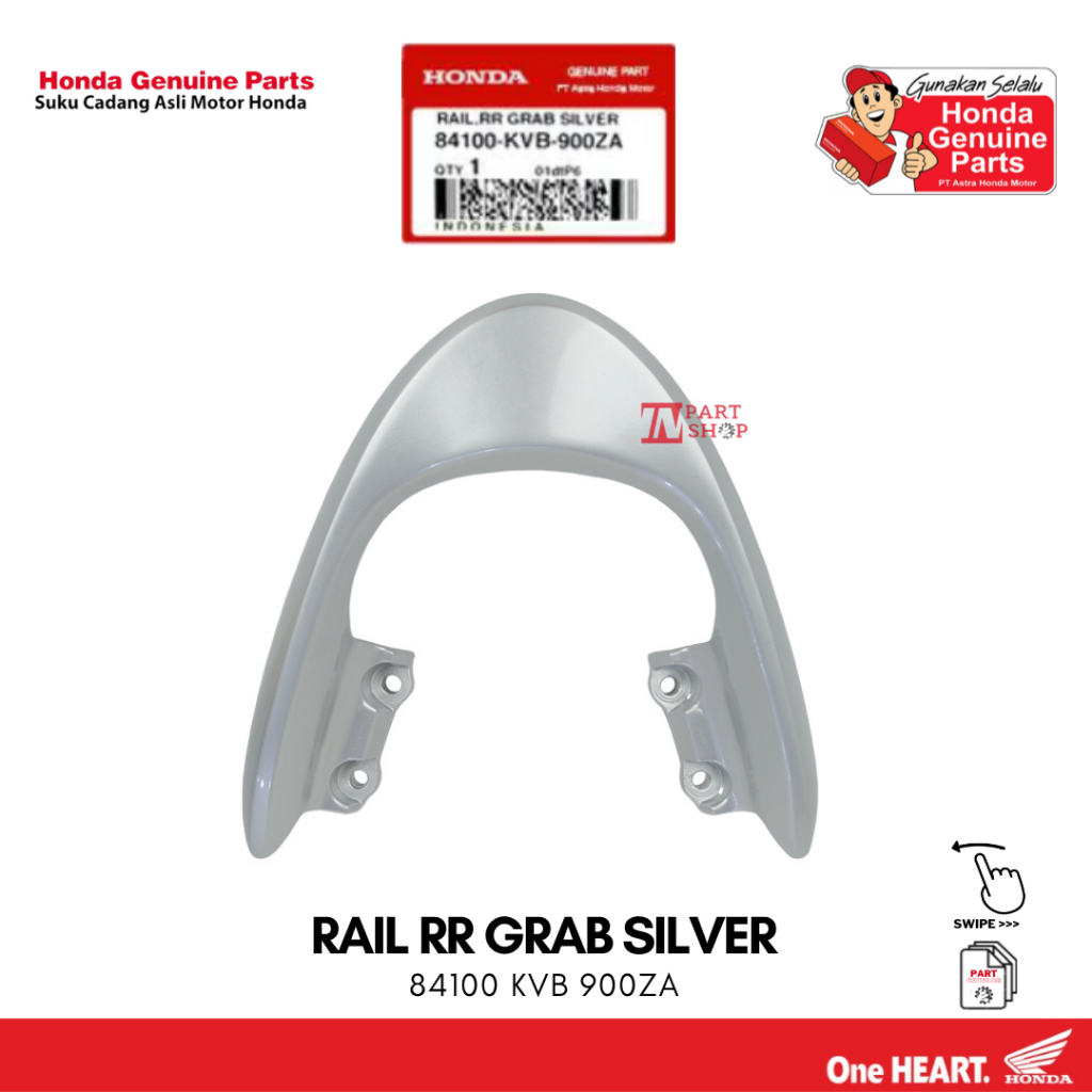 Behel Belakang Silver (Rail RR Grab Silver) - Vario 110 CW Karbu / 84100-KVB-900ZA