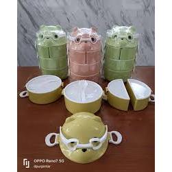 Lovenia RANTANG PANDA Sekat Susun 4 bonus Sendok Makan Plastik / Lunch Box Beruang Karakter Sekat 4