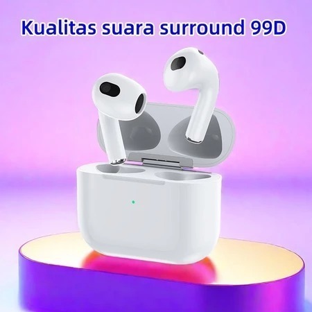 bestpromo [cod] ori tws pods pro 3 earphone bluetooth headset iphone + charging case (noise