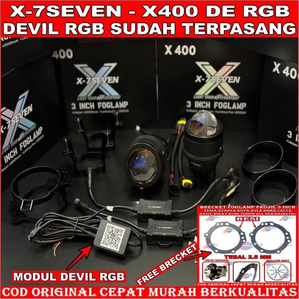 X-7SEVEN X400 DE RGB Devil Eye – Lampu  Foglamp Projie 3 Inch