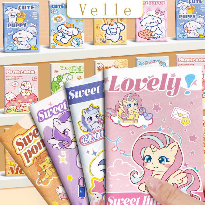 VELLE Buku Catatan Lucu/Mini Book Lucu – Notebook Cute Motif Kartun Karakter Unicorn, Puppy, Pony / 