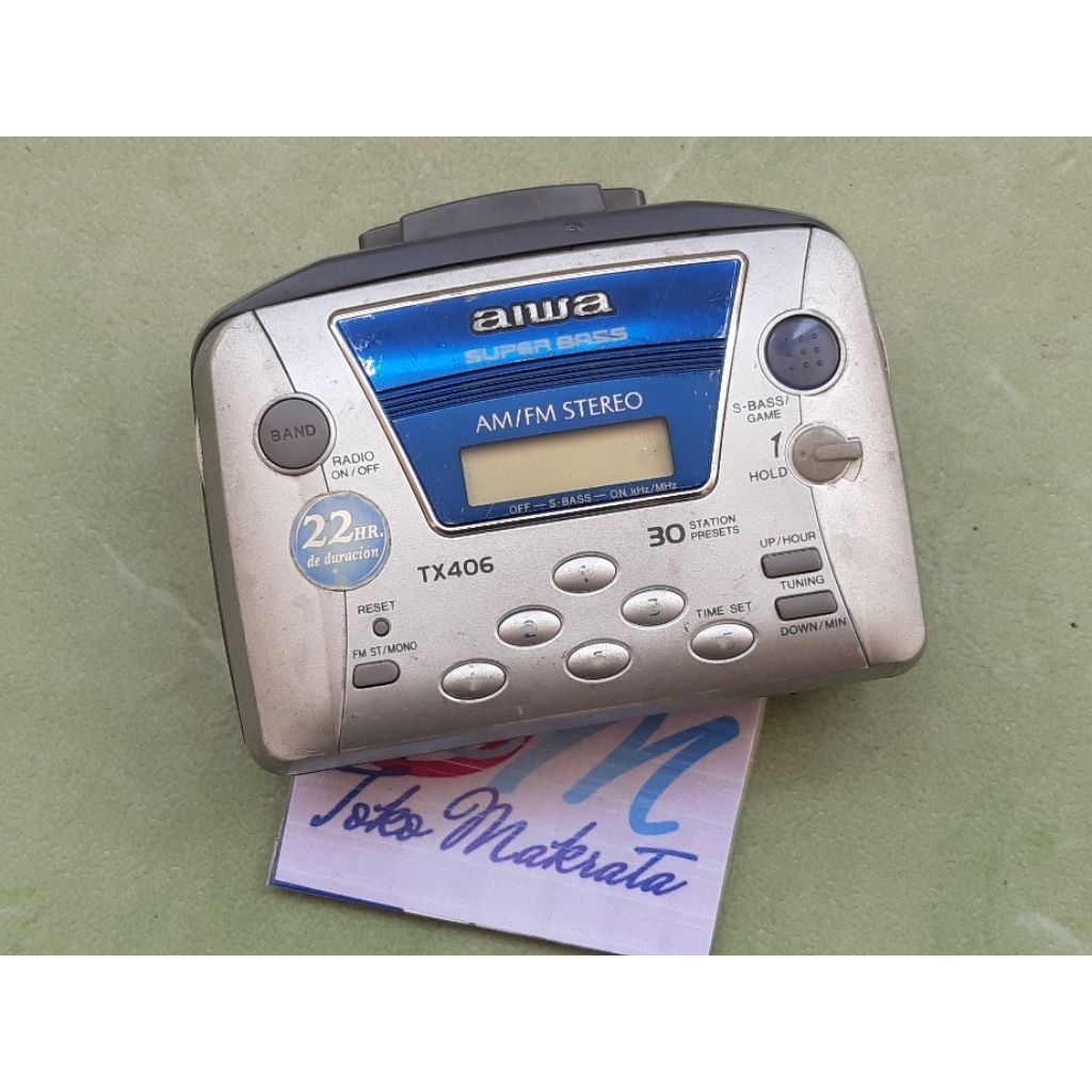 pemutar kaset walkman AIWA SUPER BASS TX406 lama lawas jadul langka off mati