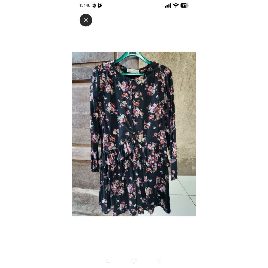 midi dress ZARA hitam motif bunga