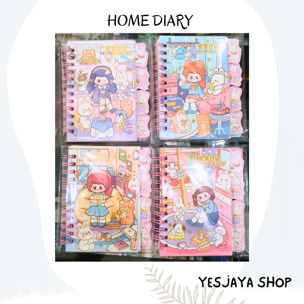 {1 pc} SALE Notes Spiral Home Diary / Buku Notes Lucu / Diary Lucu Aesthetic / Diary Korea Bergambar