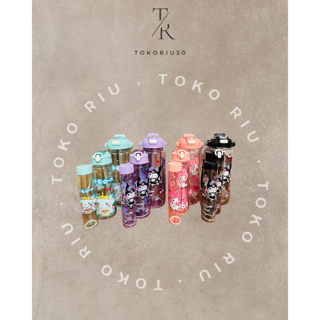 Botol Minum Plastik Beranak Sanrio 3 in 1 Kuromi Ungu , Cinnamonroll , Kuromi Hitam , My Melody Free