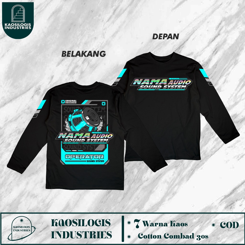 Kaos Lengan Panjang AUDIO Reflektif Gratis nama audio - Kaosilogis