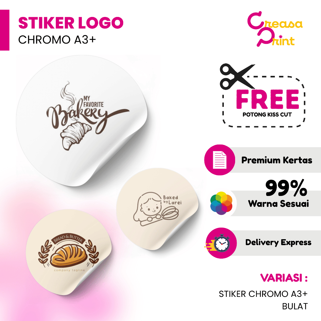 Stiker Logo Makanan A3+ | Sticker Olshop Makanan| Sticker Logo Resto | Logo Es teh Jumbo / Catering 