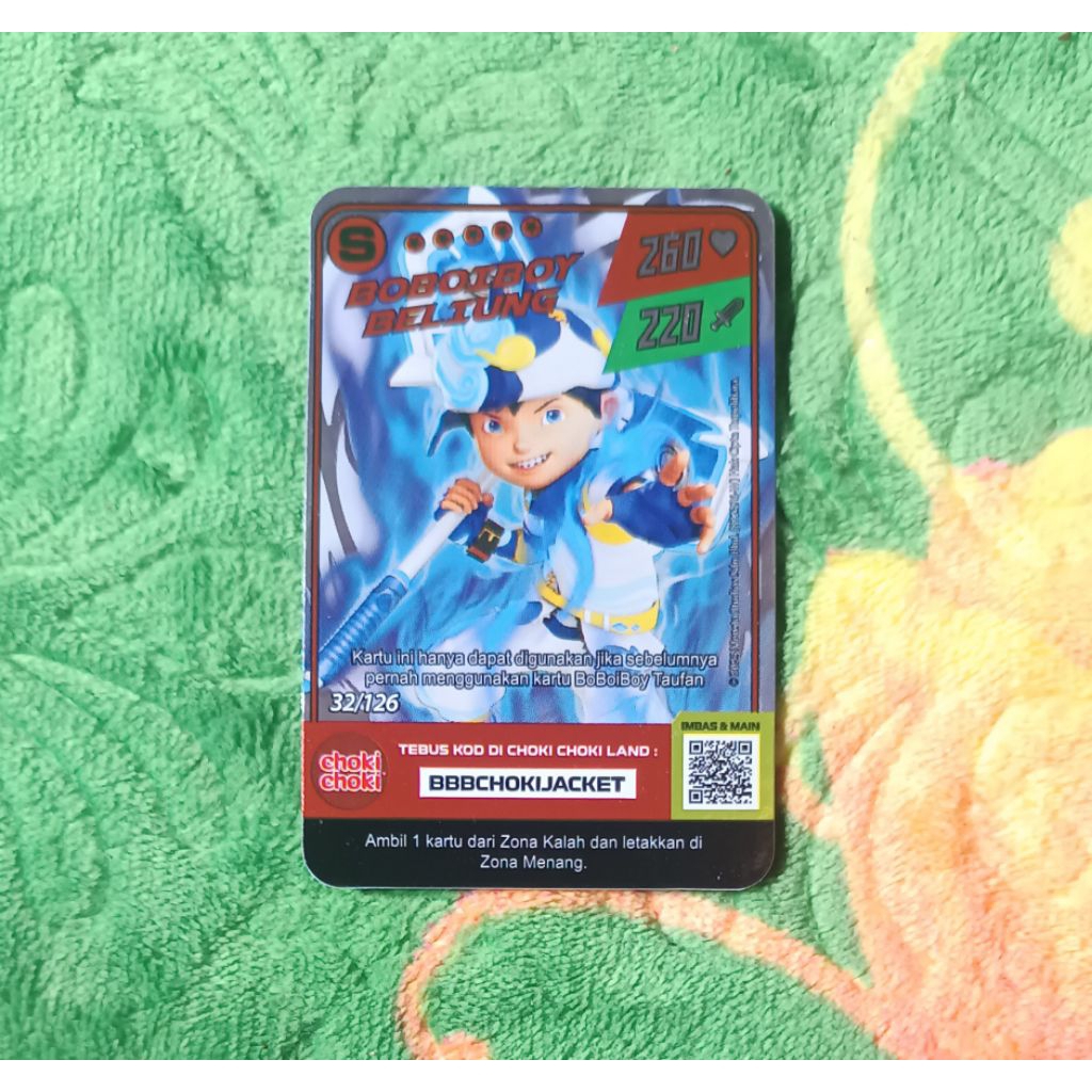 Kartu Boboiboy Beliung (S) + Boboiboy Solar (B) + Gopal & Fang (A) - Choki Choki Boboiboy Galaxy Car