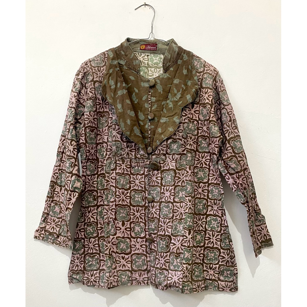 Kemeja Batik Hijau Army Preloved