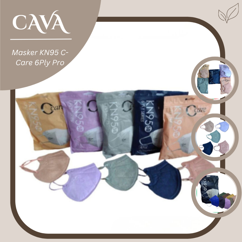 CAVA Masker Duckbill KN95 C-CARE PRO 6 Ply – Isi 10 Pcs Masker Medis Premium