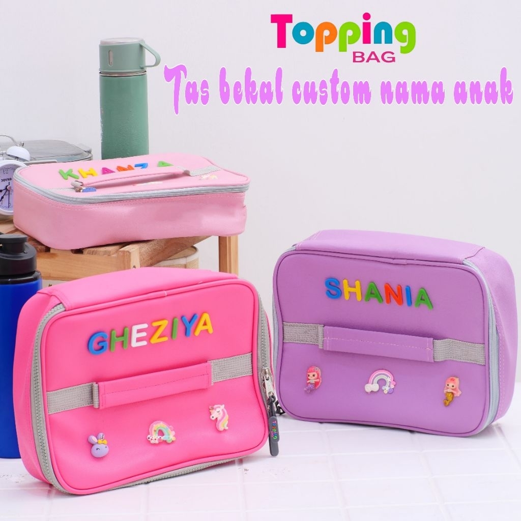 Tas Bekal Makan Lunch Bag Custom Nama Anak Tas Kotak Makan Tas Tempat Bekal Topping Bag