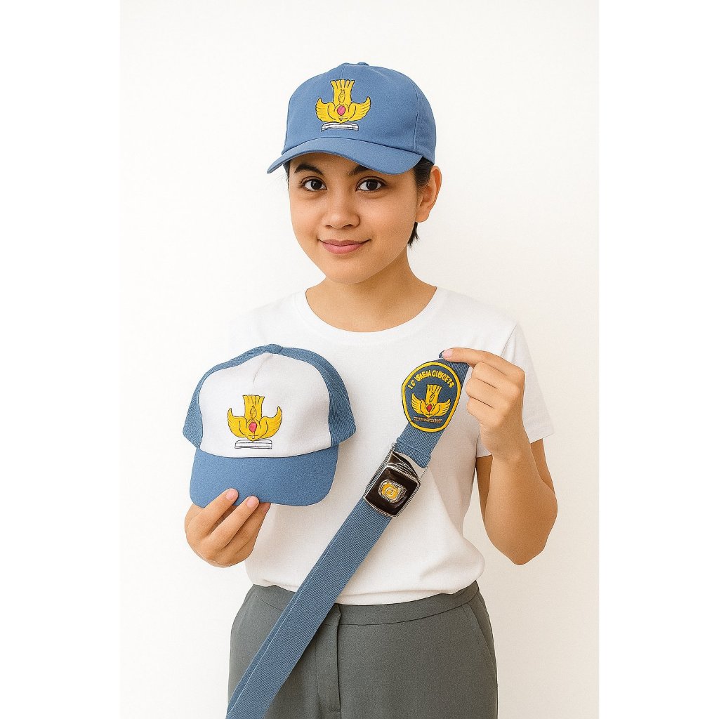 PAKET TOPI DASI DAN IKAT PINGGANG SEKOLAH SMA SMK SATU SET