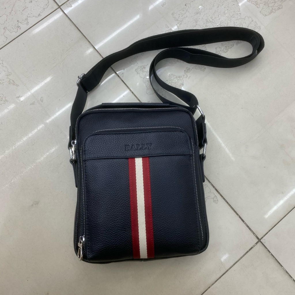 TAS SELEMPANG PRIA KULIT PREMIUM AAA 23cm / CROSSBODY BALLY STRIPE LOGO