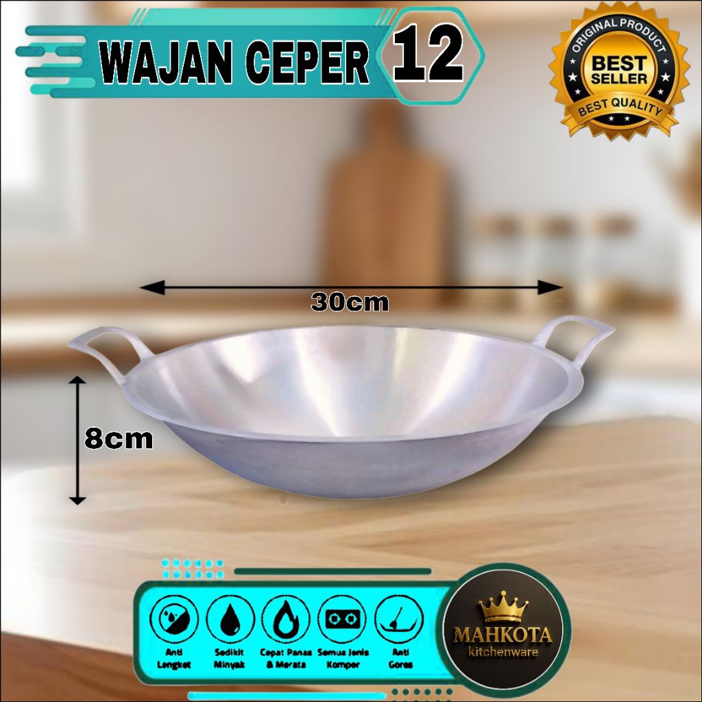 wajan teban anti lengket no12, wajan penggorengan aluminium,