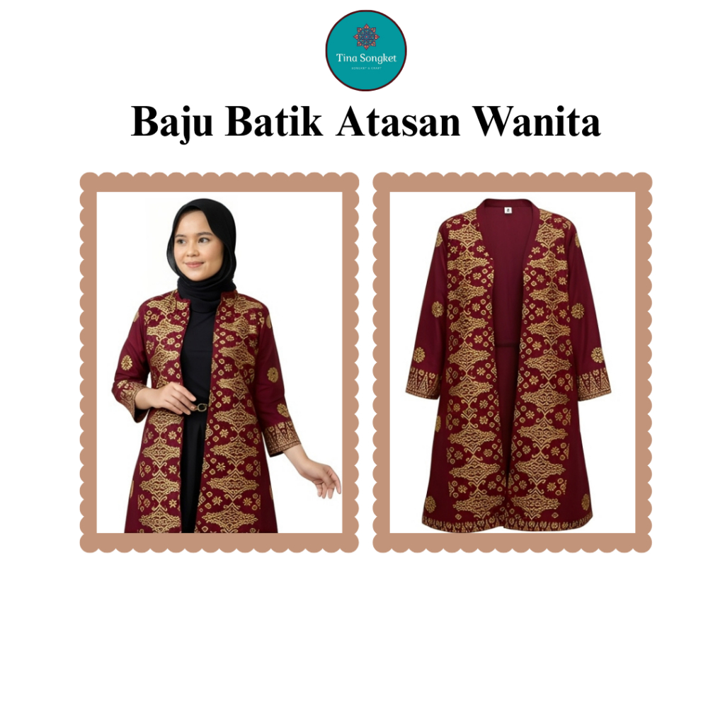 Tina Songket Baju Batik Atasan Wanita Jumputan Songket Modern Elegan