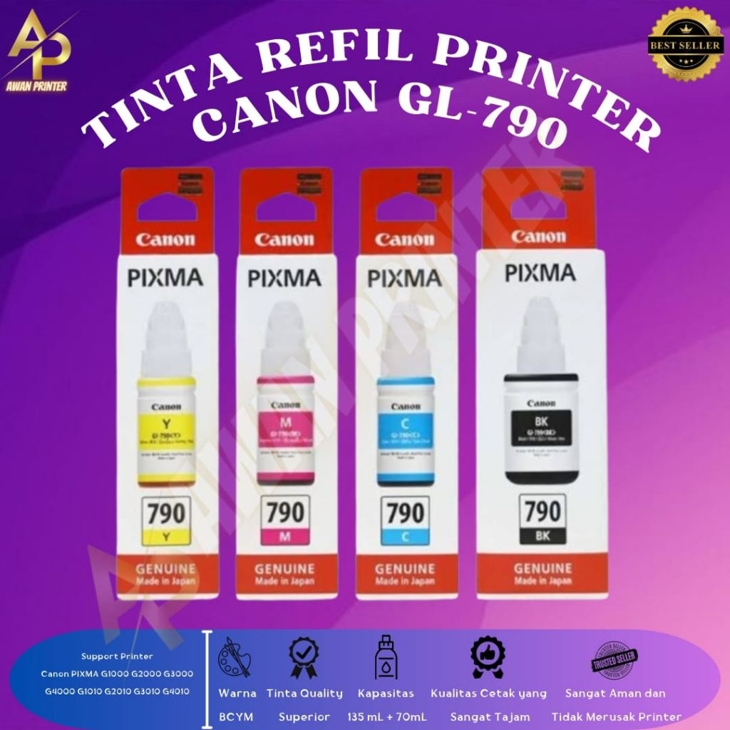 Tinta Canon Pixma GI-790 Original Series Printer G1010 G2010 G3010 G4010
