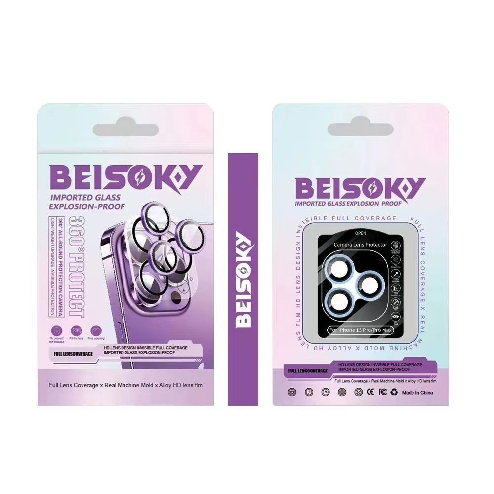 Beisoky Tempered Glass Camera/Kamera CD Pattern Iphone 14-15 PRO MAX