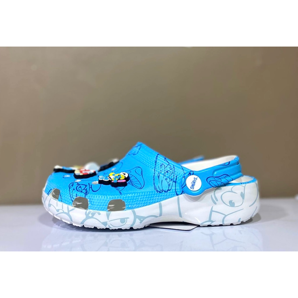 Sandal Platform x Smurf Wanita (free jibbit+tote)