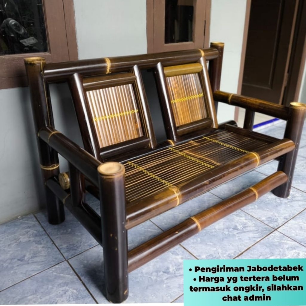 Kursi Bambu Hitam/Kursi Teras 100 cm x 60 cm