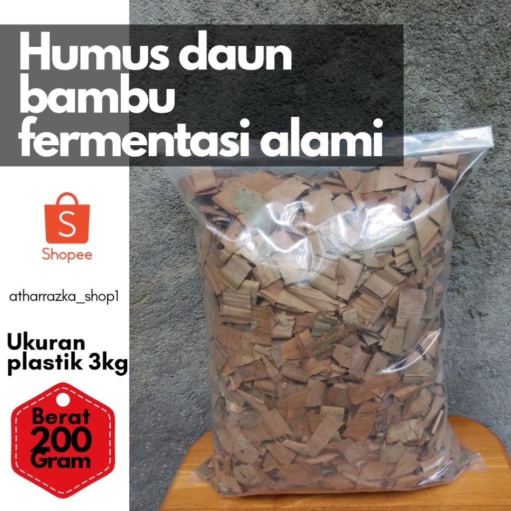 Media tanam humus bambu kering sudah di cacah berat 200gram, humus bambu kering fermentasi alami