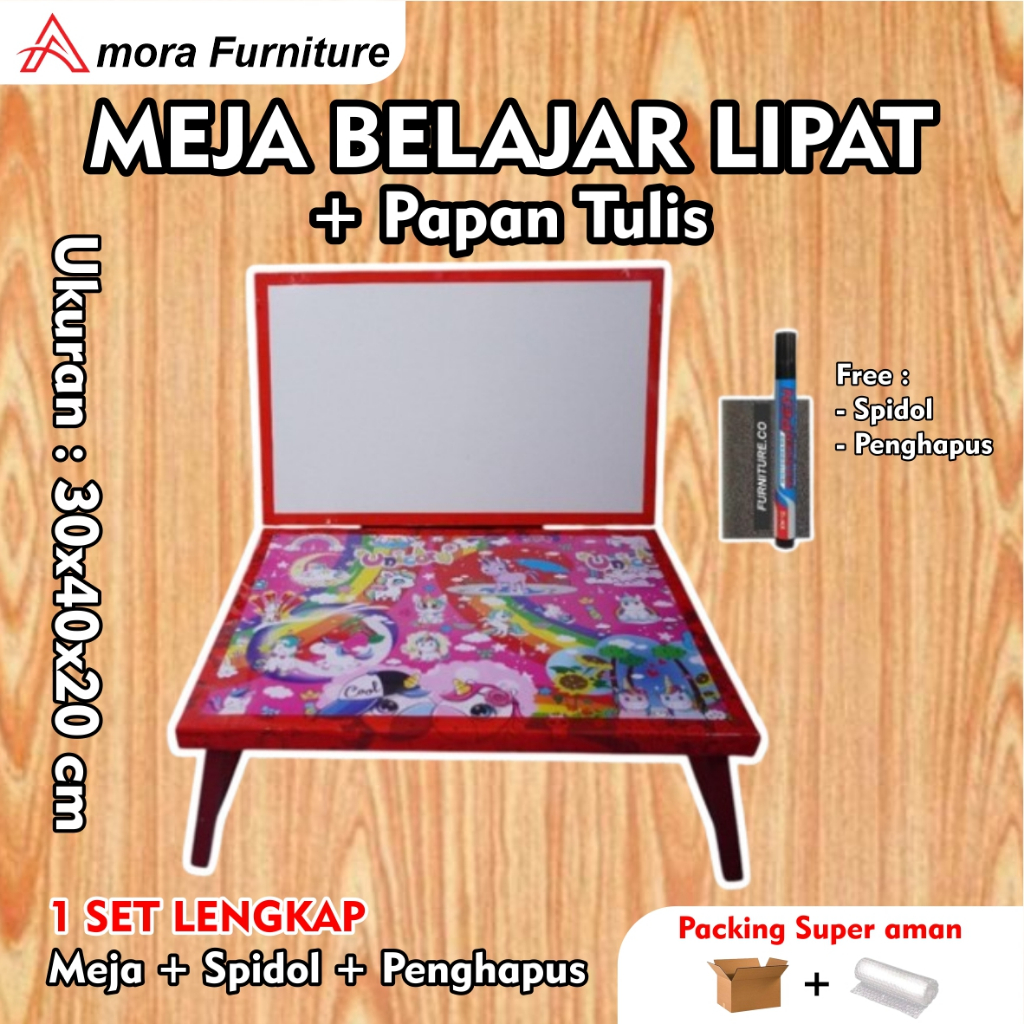 MEJA BELAJAR LIPAT  WHITEBOARD FREE SPIDOL DAN PENGHAPUS