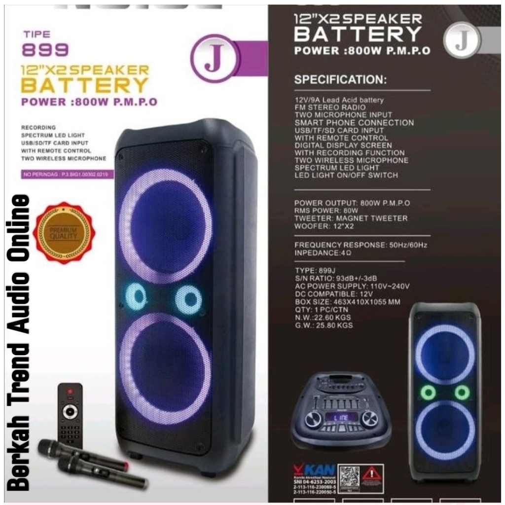 Speaker Aktif Portable Wirelles NOISE 899 J Original Double Speaker 12 Inch