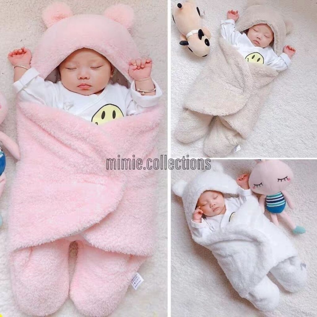 Selimut bayi karakter Selimut bedong bayi instan Bahan bulu korea lembut
