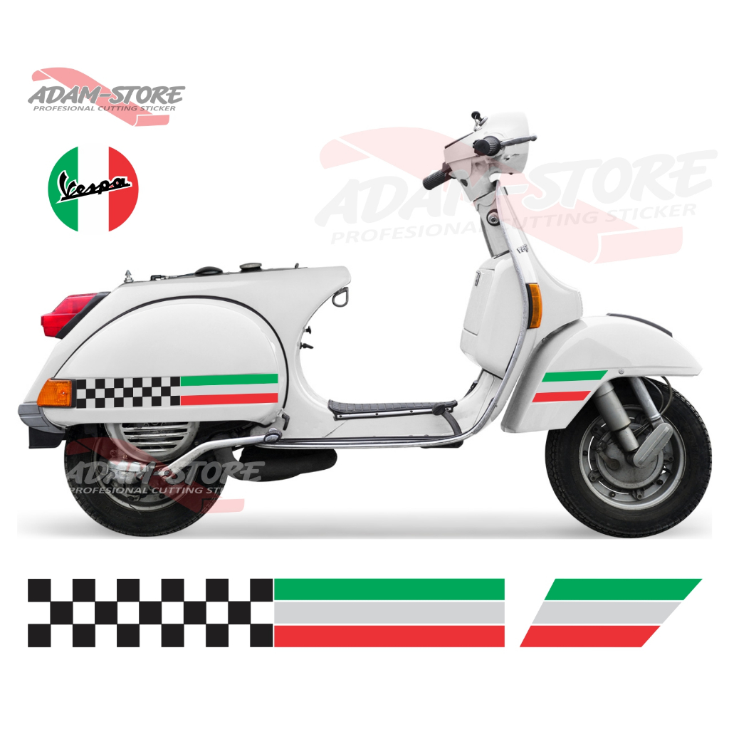 VSY3 Sticker List Bendera Italy / Sticker Motor Vespa Px / Stiker Vespa Excel / Sticker Piaggio