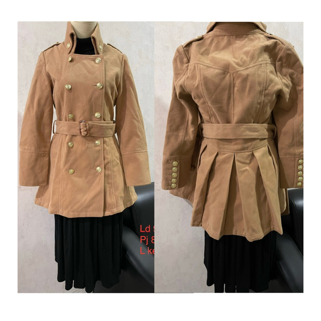 winter Love junkie coat wool wanita set belt megar warna coklat brown coat size M