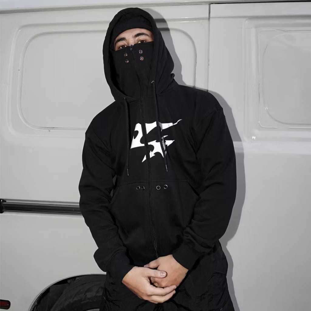 hoodie balaclava hitam pria/wanita superstar