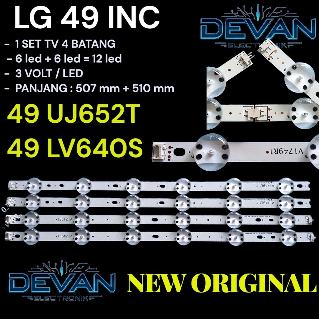 BACKLIGHT TV LG 49 INC 49UJ652T 49UJ652 BACKLIGHT TV LG 12 LED 6+6 3V