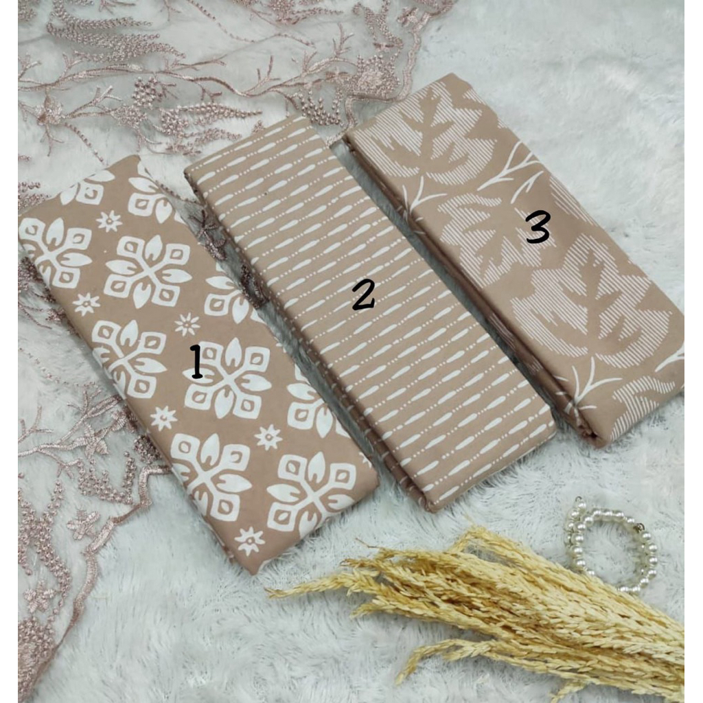 Kain Batik Cap Garutan  Warna Cream series Kain Batik Meteran Seragaman - Kain Batik Bahan Katun