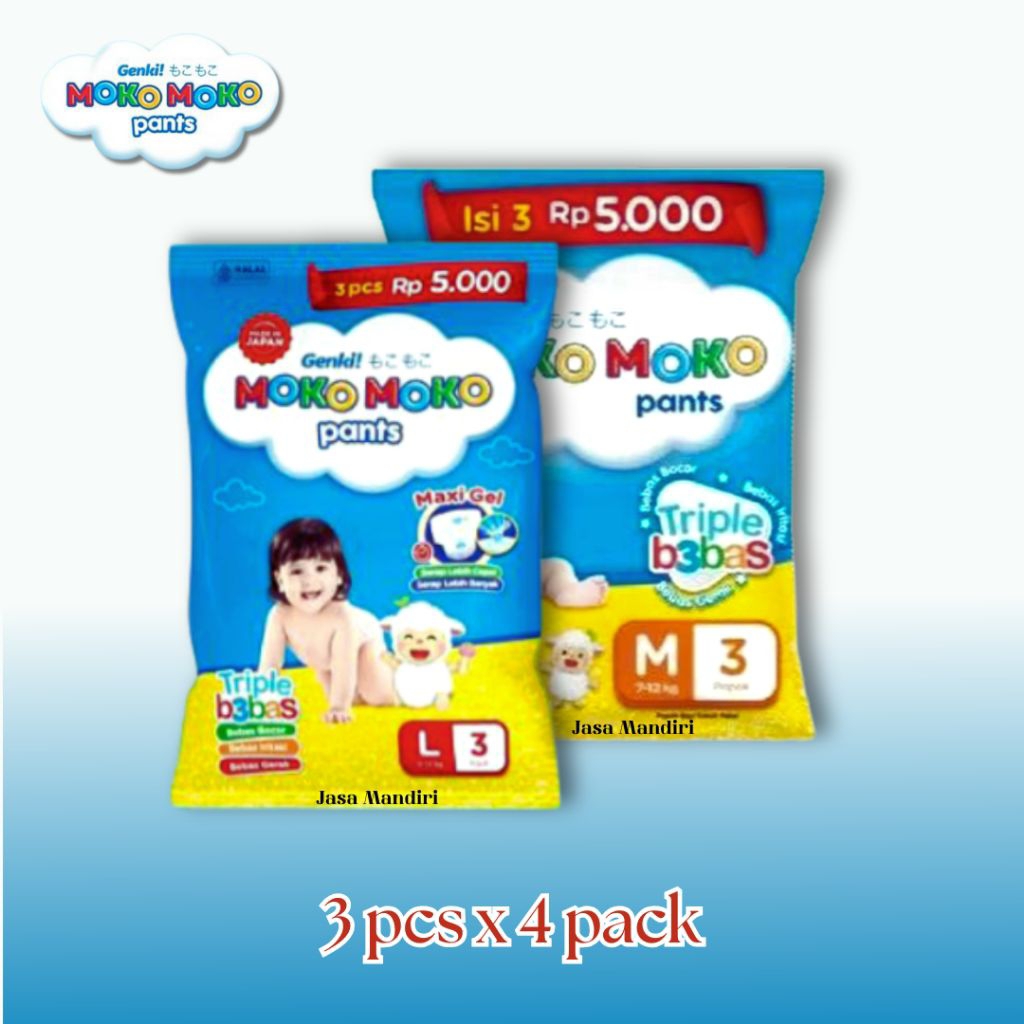 Genki Moko Moko Pants Ukuran M & L isi 3 pcs