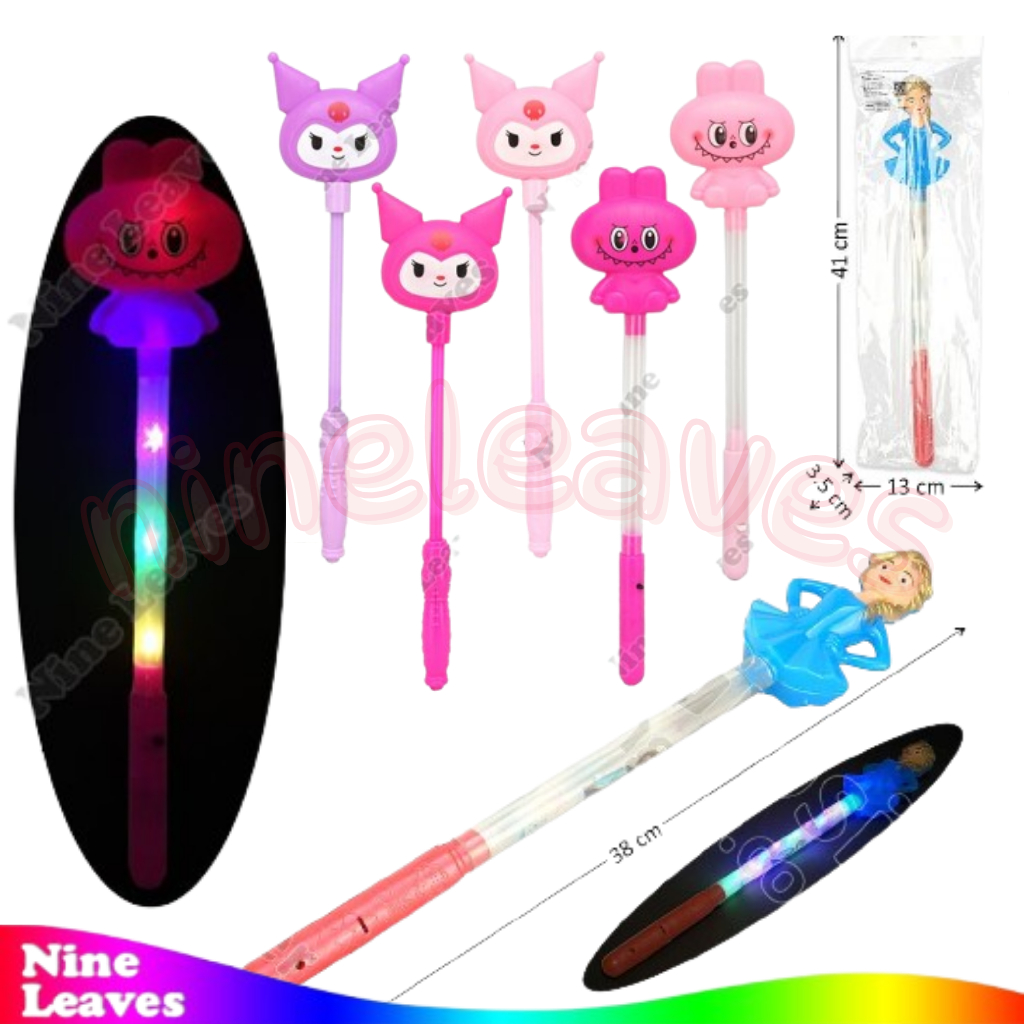 Mainan Anak Tongkat Lampu Nyala Stick Labubu Kuromi Spiderman Hello Kitty Spongebob Avengers Capt Am