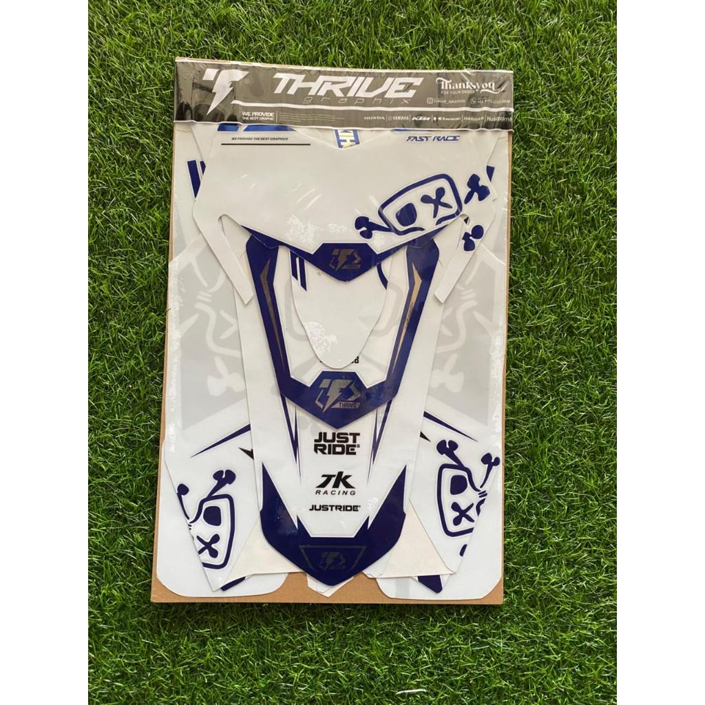 DECAL MOTOR CRF 150 L PREMIUM PUTIH BIRU SUPERMOTO FULL BODY (FULL CUSTOM, BEBAS DESIGN, BEBAS REQUE